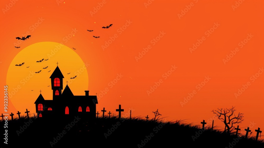 Haunted House with Bats and Tombstones Haunted House with Bats and Tombstones