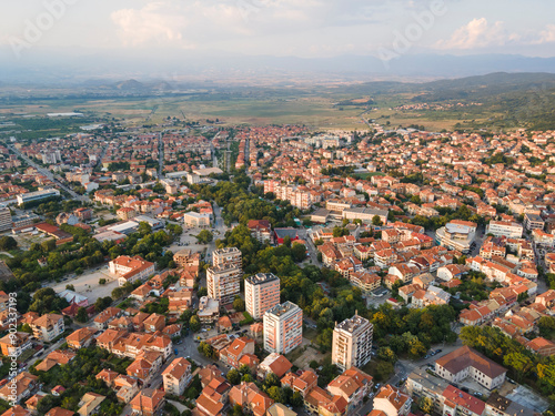 Aerial view of town of Petrich, Bulgaria