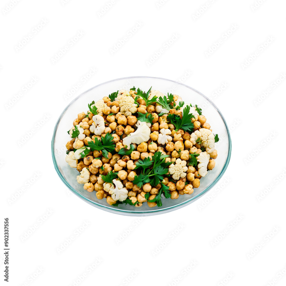 Roasted cauliflower and chickpea salad with roasted cauliflower florets chickpeas and fresh parsley tossed in Roasted cauliflower and chickpea salad with roasted cauliflower florets chickpeas and fresh parsley tossed in