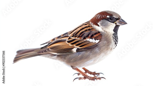 Small brown sparrow isolated on a white background