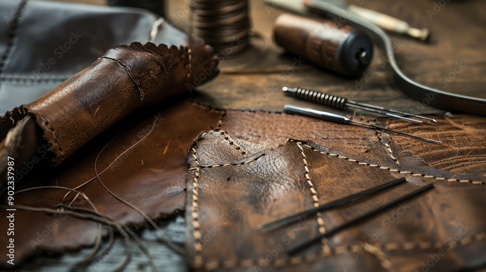 Genuine leather. The texture of the material is clearly visible. It is a durable and versatile material that can be used for a variety of purposes.