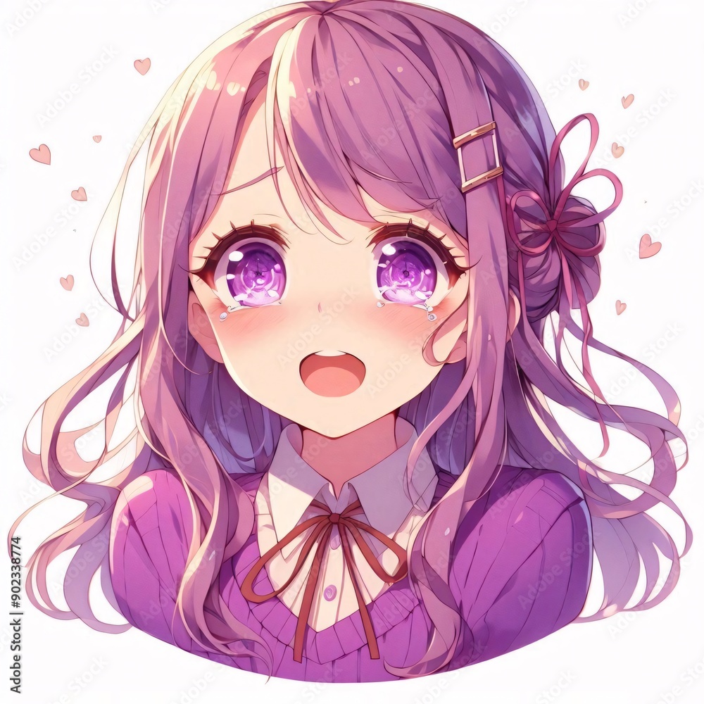 Anime Illustration: Emotional Lavender Eyes of a Manga Girl Anime Illustration: Emotional Lavender Eyes of a Manga Girl