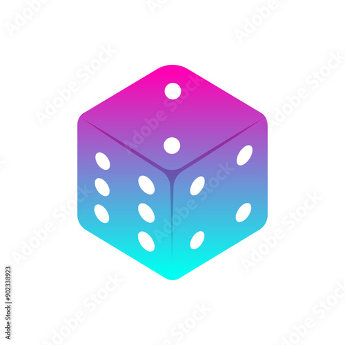 Colorful Rolling Dice Cube Isolated Vector Illustration