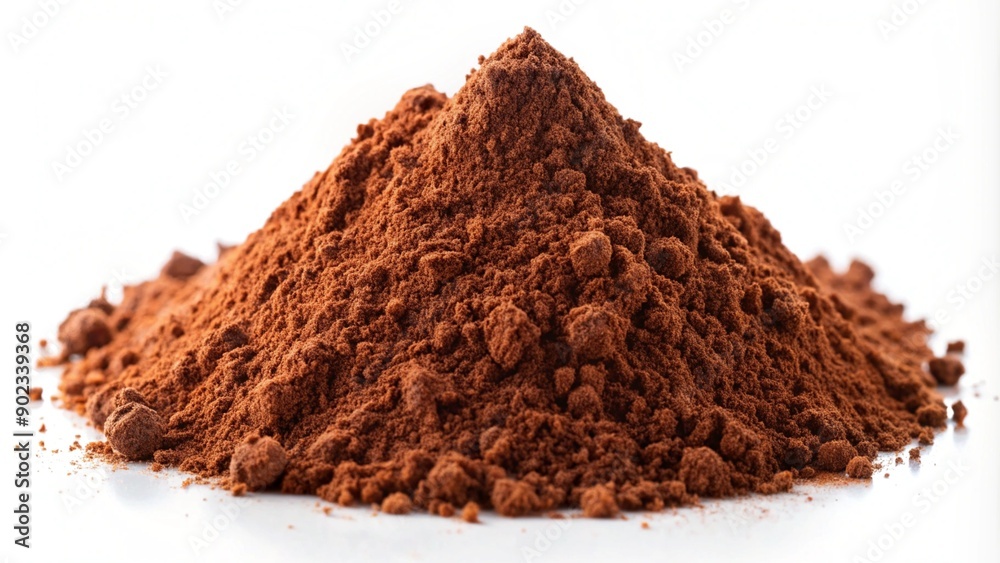 Ground Cocoa Powder Isolated on White Background for Culinary Use Ground Cocoa Powder Isolated on White Background for Culinary Use