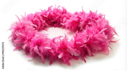Elegant Pink Feather Boa on White Background