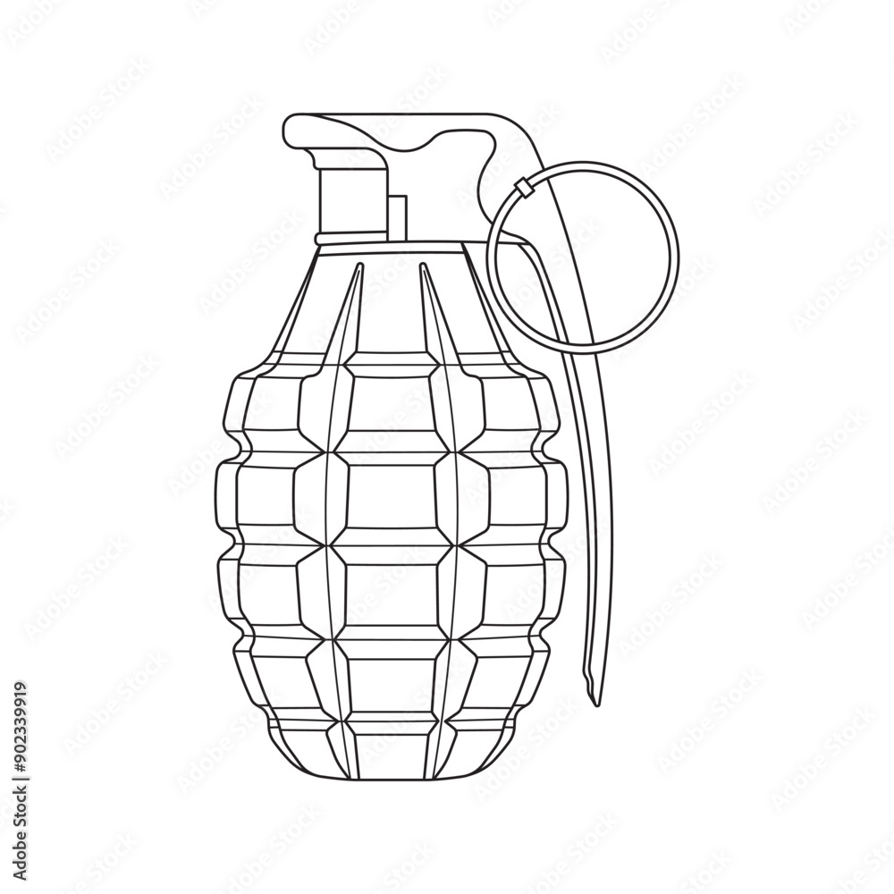Hand drawn cartoon Vector illustration grenada icon Isolated on White Hand drawn cartoon Vector illustration grenada icon Isolated on White