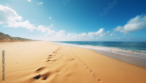 Soft wave of the sea on the sandy beach Summer background 