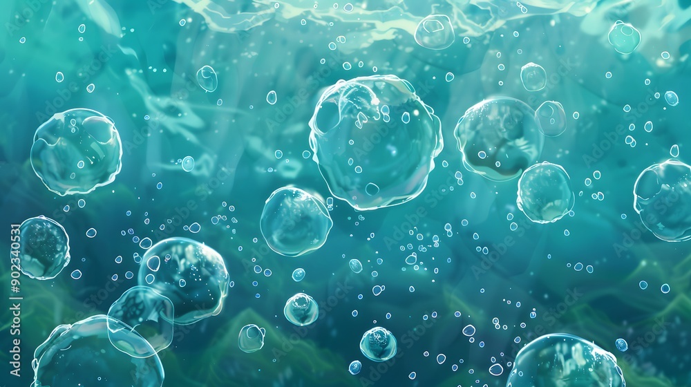 blue water surface with splash and air bubbles on white backgtround blue water surface with splash and air bubbles on white backgtround