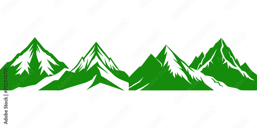 Mountain Range Silhouette: Black and White Rocky Peaks with Forest Background Mountain Range Silhouette: Black and White Rocky Peaks with Forest Background