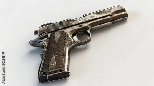 3D Isometric View of a Gun on Plain White Background