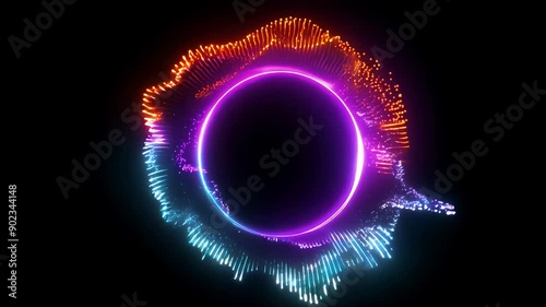 Colorful Neon Sound Wave Circle
