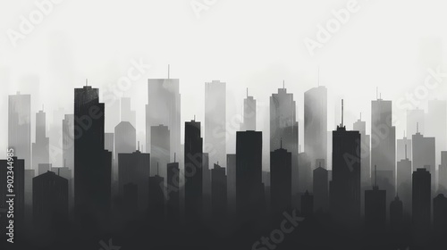 Wallpaper Mural Minimalist cityscape with grainy texture, Aesthetic, Monochrome, Digital painting Torontodigital.ca