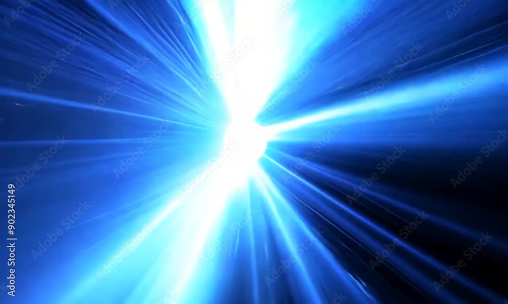VJ Loop animation of beautiful center blue shine light ray background. Abstract motion background with shining lights. 4k video