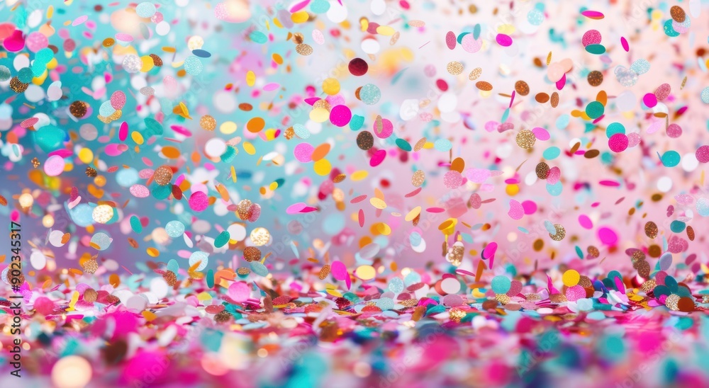 Vibrant confetti showers bring festive cheer to a lively outdoor celebration Vibrant confetti showers bring festive cheer to a lively outdoor celebration