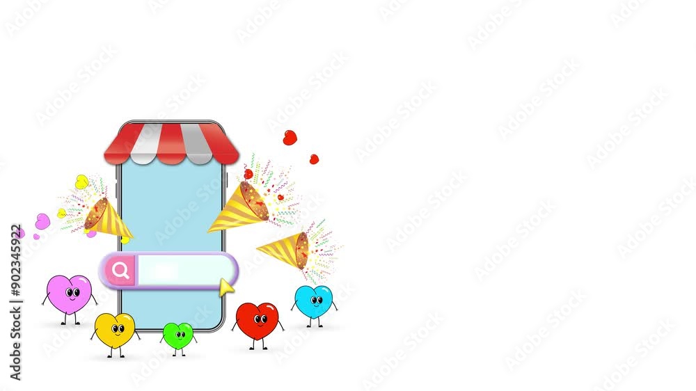 A gift shop. Using a smartphone for online purchases and product orders. A gift shop. Using a smartphone for online purchases and product orders.