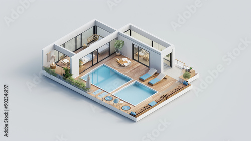 Fototapeta Naklejka Na Ścianę i Meble -  3d isometric view of a spa