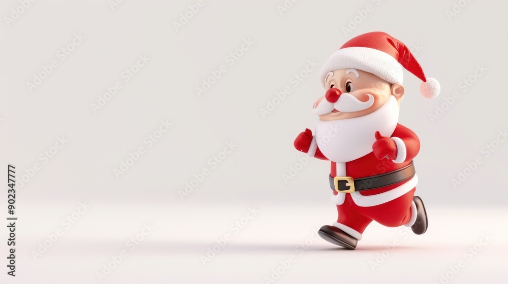 Obraz premium Cute cartoon santa cruz walking on white background