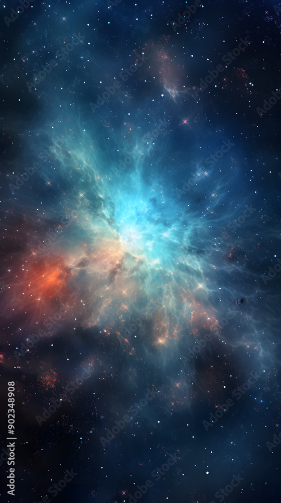 Fototapeta premium Cosmic space nebula starry sky abstract poster background with generative