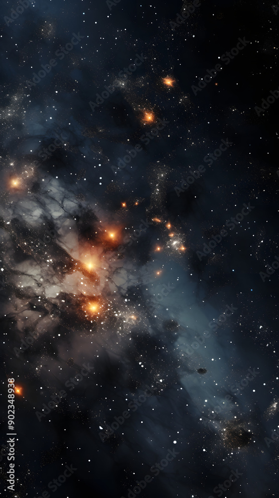 Obraz premium Cosmic space nebula starry sky abstract poster background with generative