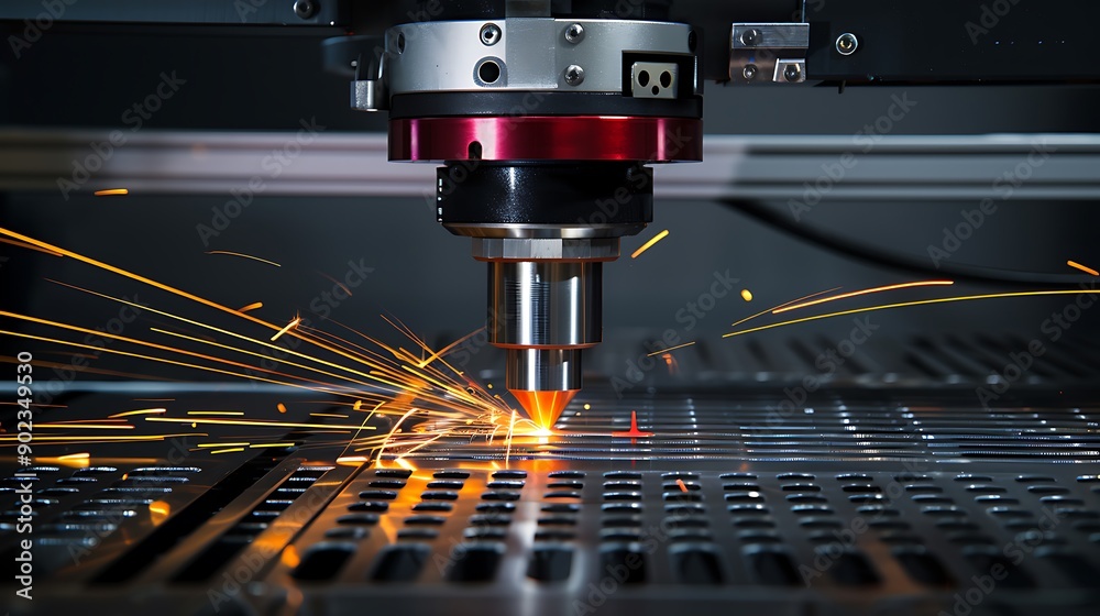 Close-up of an industrial laser cutting through metal, taken with lens, more clarity with clear light and sharp focus, high detailed Close-up of an industrial laser cutting through metal, taken with lens, more clarity with clear light and sharp focus, high detailed