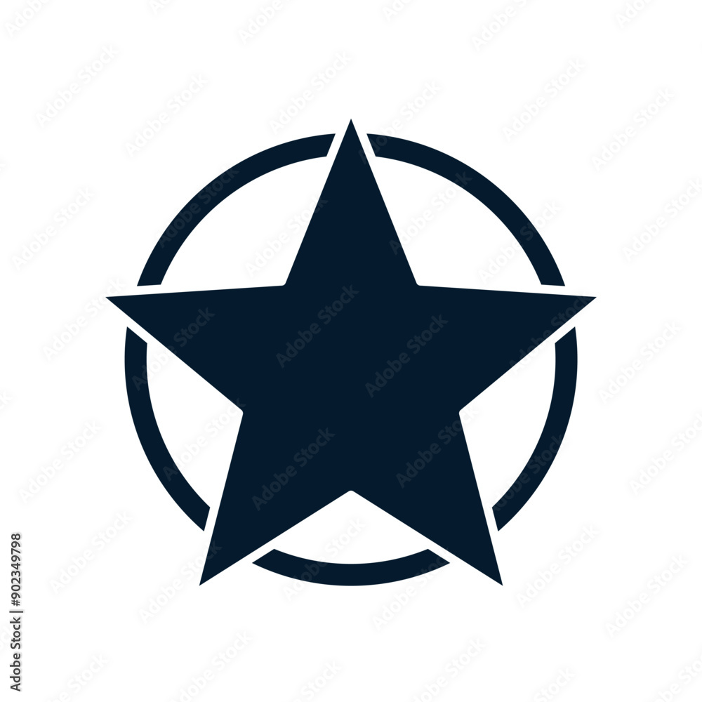 Obraz premium Star in a circle. Vector linear icon isolated on white background.