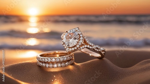 A sparkling diamond wedding ring set