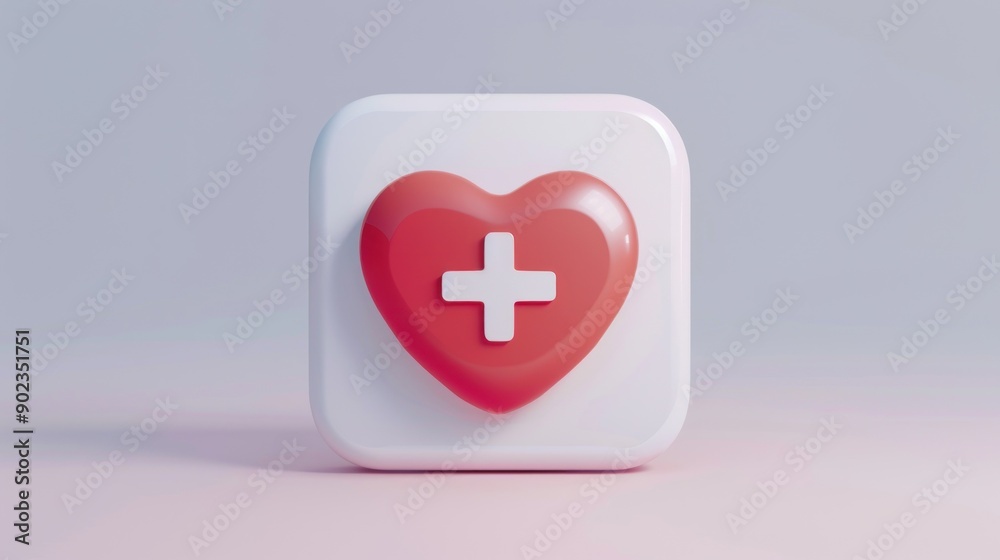 Fototapeta premium heart and plus app icon