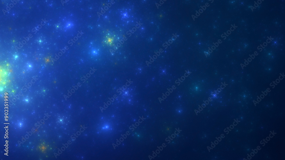 Fototapeta premium 3D manual rendering abstract blue fractal light background. Its not AI Generatd illustration.