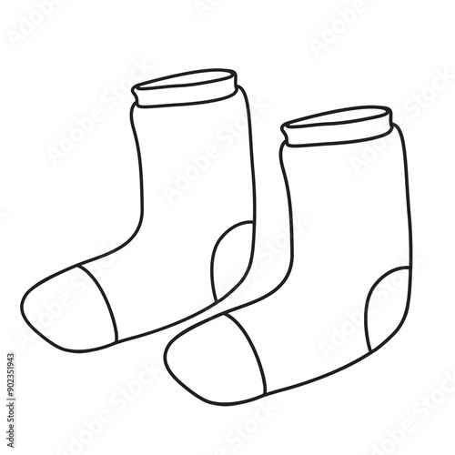 pair socks outline vector illustration