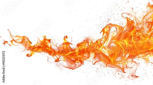 Flames floating in the air on a white background.