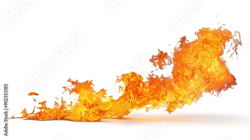 Flames floating in the air on a white background.