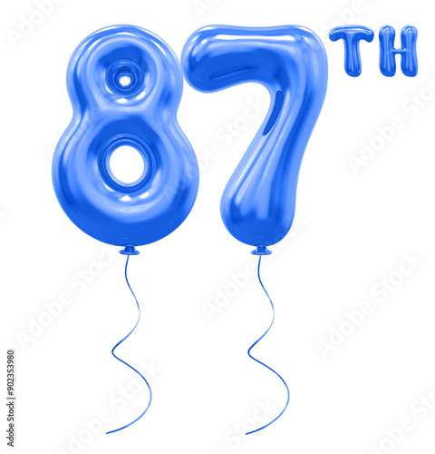 87th Anniversary Blue Number Balloon 3D photo