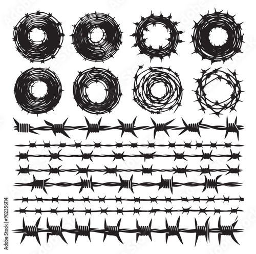 Barber Wire set isolated white background.  Vector illustration can used web design