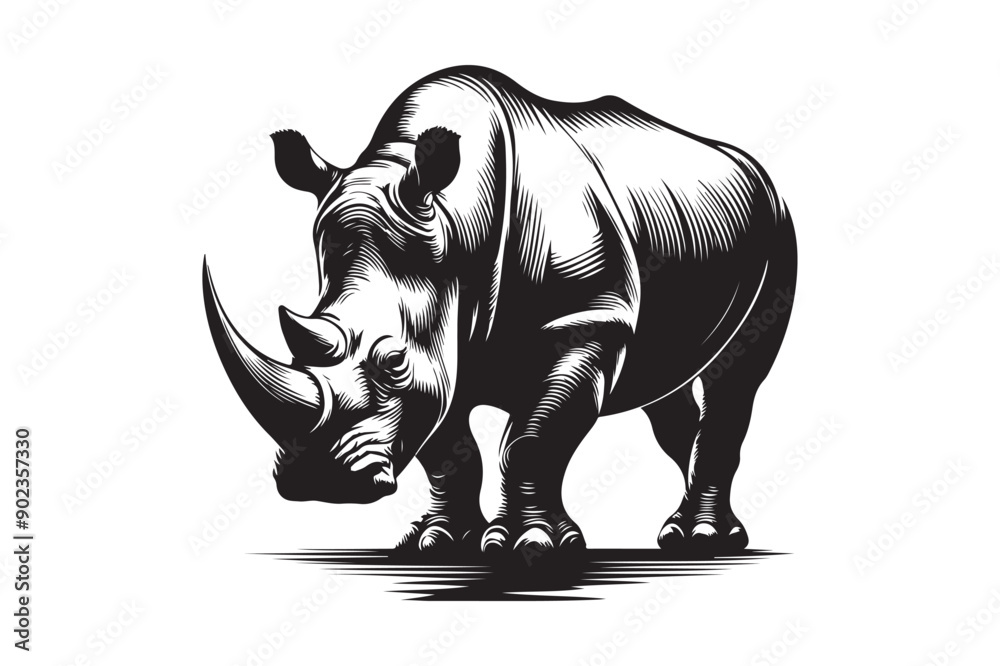 Fototapeta premium rhino silhouette vector illustration - Generative AI