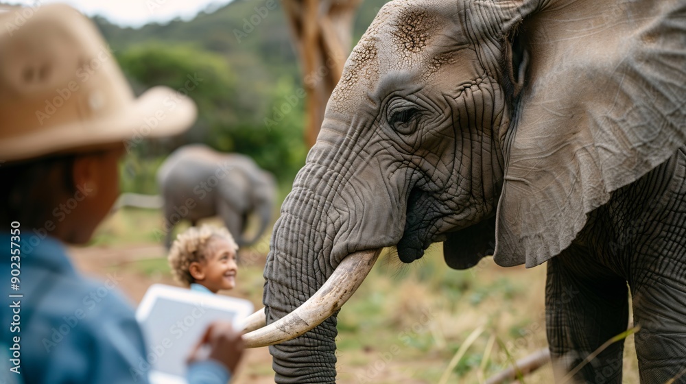 Fototapeta premium elephant and baby