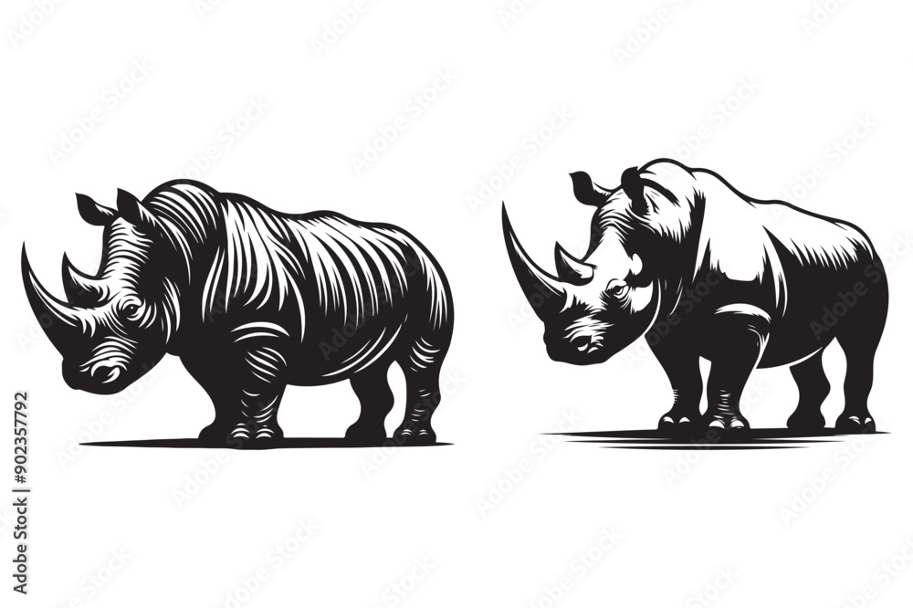 Obraz premium rhino silhouette vector illustration - Generative AI