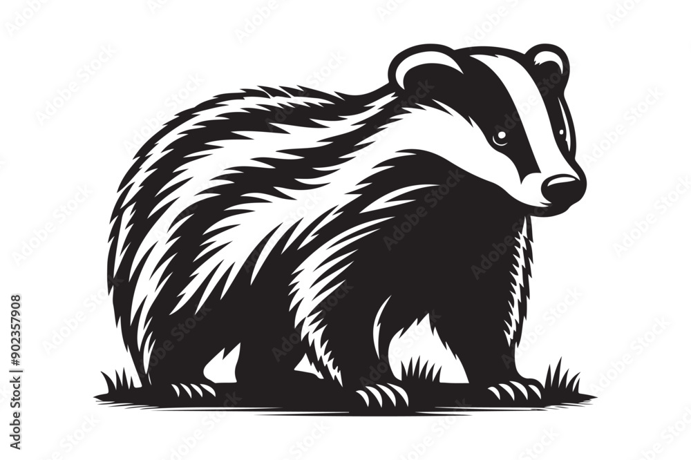 Obraz premium badger animal silhouette vector illustration - Generative AI