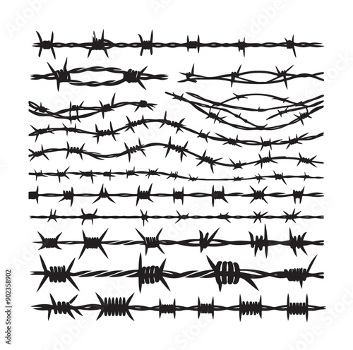 Barber Wire set isolated white background.  Vector illustration can used web design