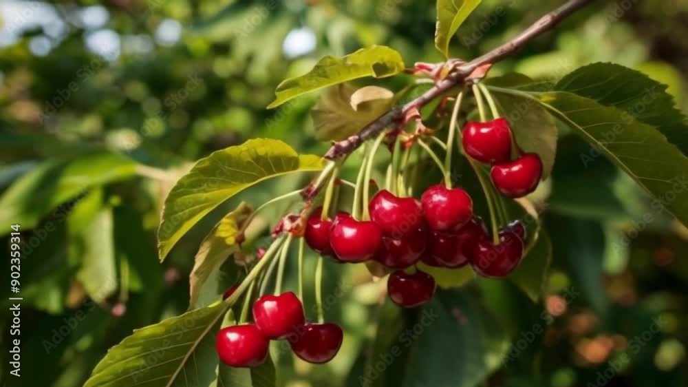 A cherry is a fruit that develops on a tree or shrub. It belongs to the genus Prunus. The fruit is characterized by a red colouration, and is encased by a seed. The fruit has a slightly sour taste 