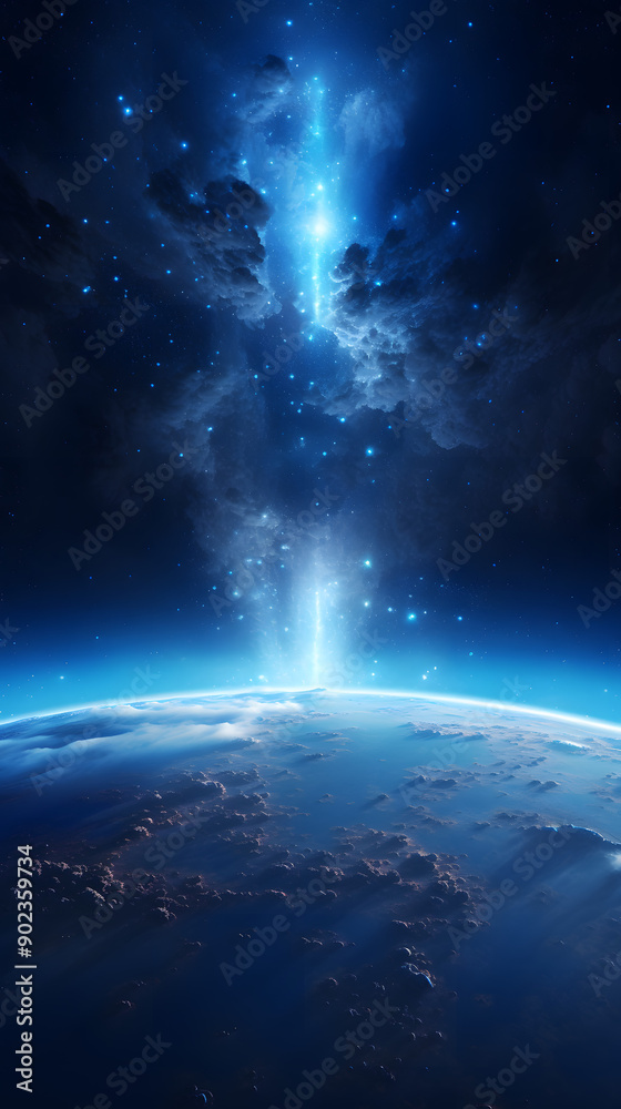 Obraz premium Digital technology universe earth abstract graphic poster background with generative