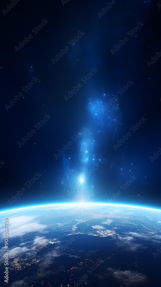 Obraz premium Digital technology universe earth abstract graphic poster background with generative