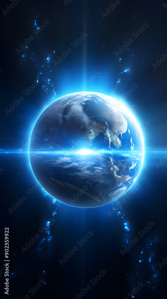 Obraz premium Digital technology universe earth abstract graphic poster background with generative