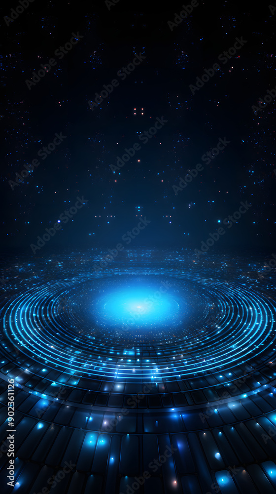 Obraz premium Digital technology three-dimensional ring light base abstract graphic poster background with generative