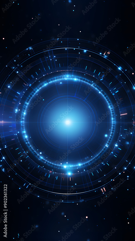 Obraz premium Digital technology three-dimensional ring light base abstract graphic poster background with generative