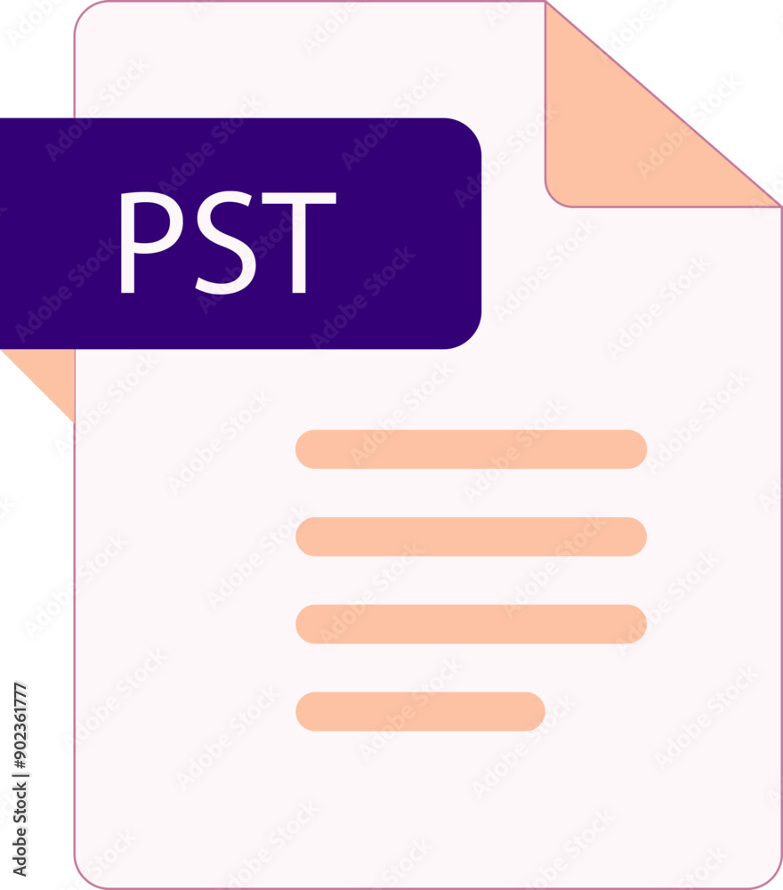 PST File icon with folded style document PST File icon with folded style document