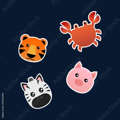 vectors simple cartoon animal heads