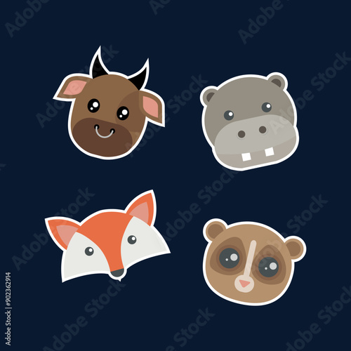 simple vector cartoon animals