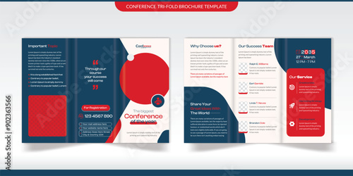 Conference trifold brochure template design, minimal corporate event trifold brochure template