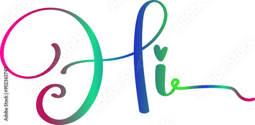 HI. Banner, speech bubble, poster and sticker concept, geometric memphis style with text Hi. Icon balloon with quote message hi or hello for banner, poster. Explosion burst design. Vector Illustration