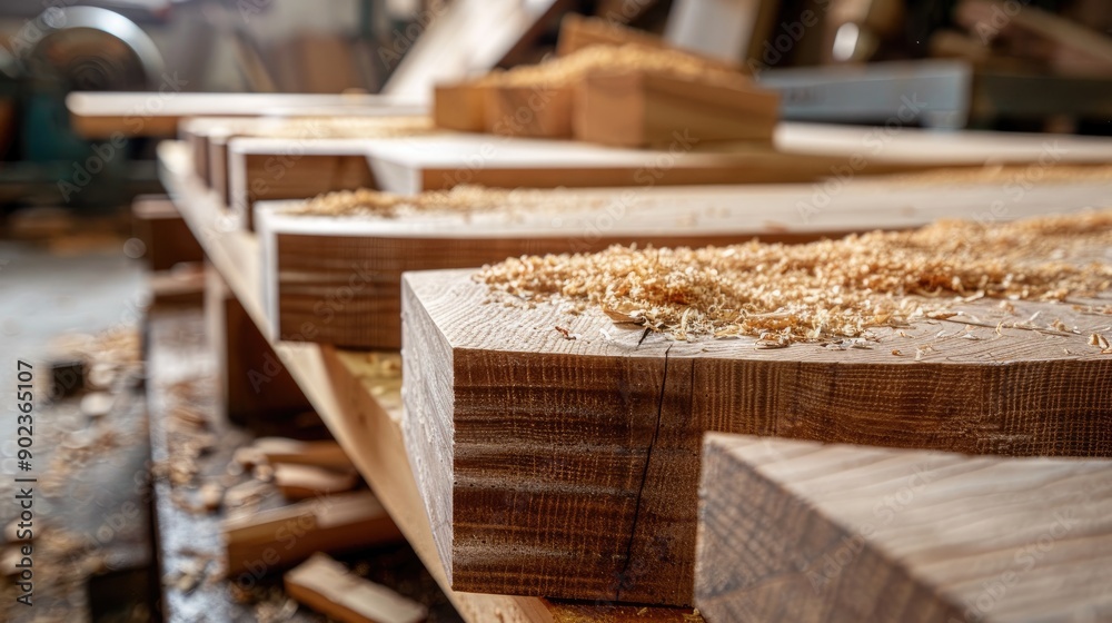 Manufacturing wood furniture with ash and oak veneer viewed up close in a workshop Manufacturing wood furniture with ash and oak veneer viewed up close in a workshop